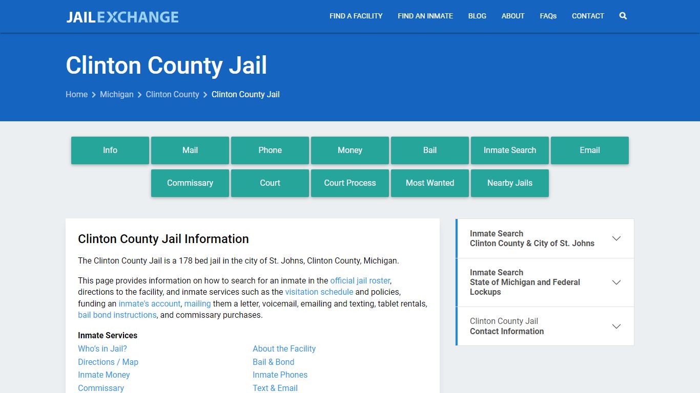 Clinton County Jail, MI Inmate Search, Information